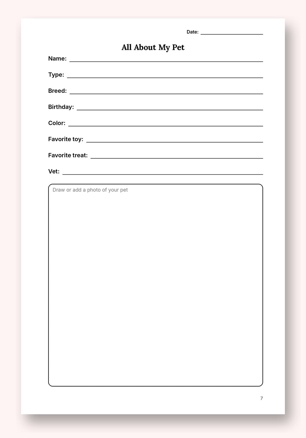 Sample journal page