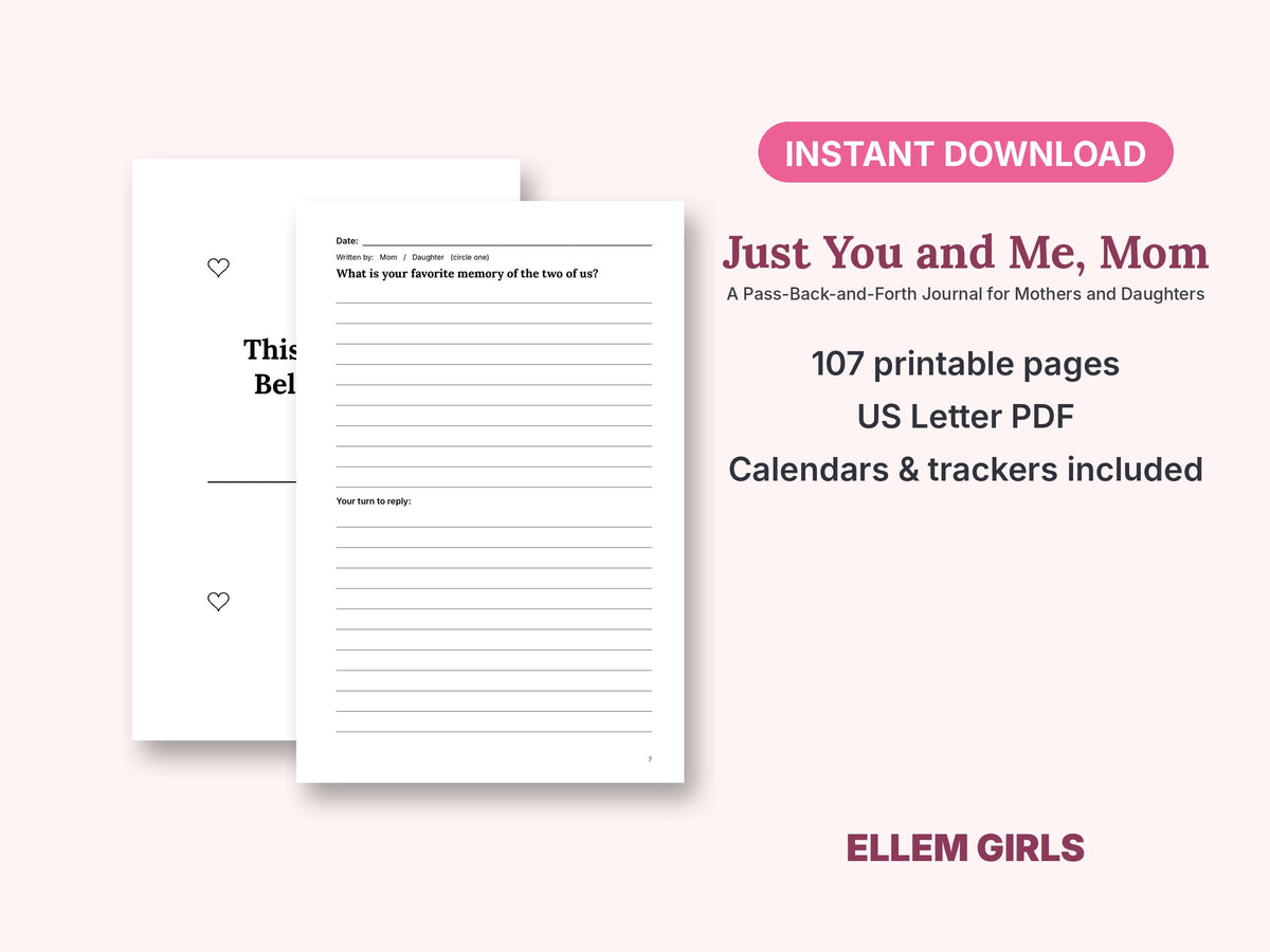 Just You and Me, Mom journal cover
