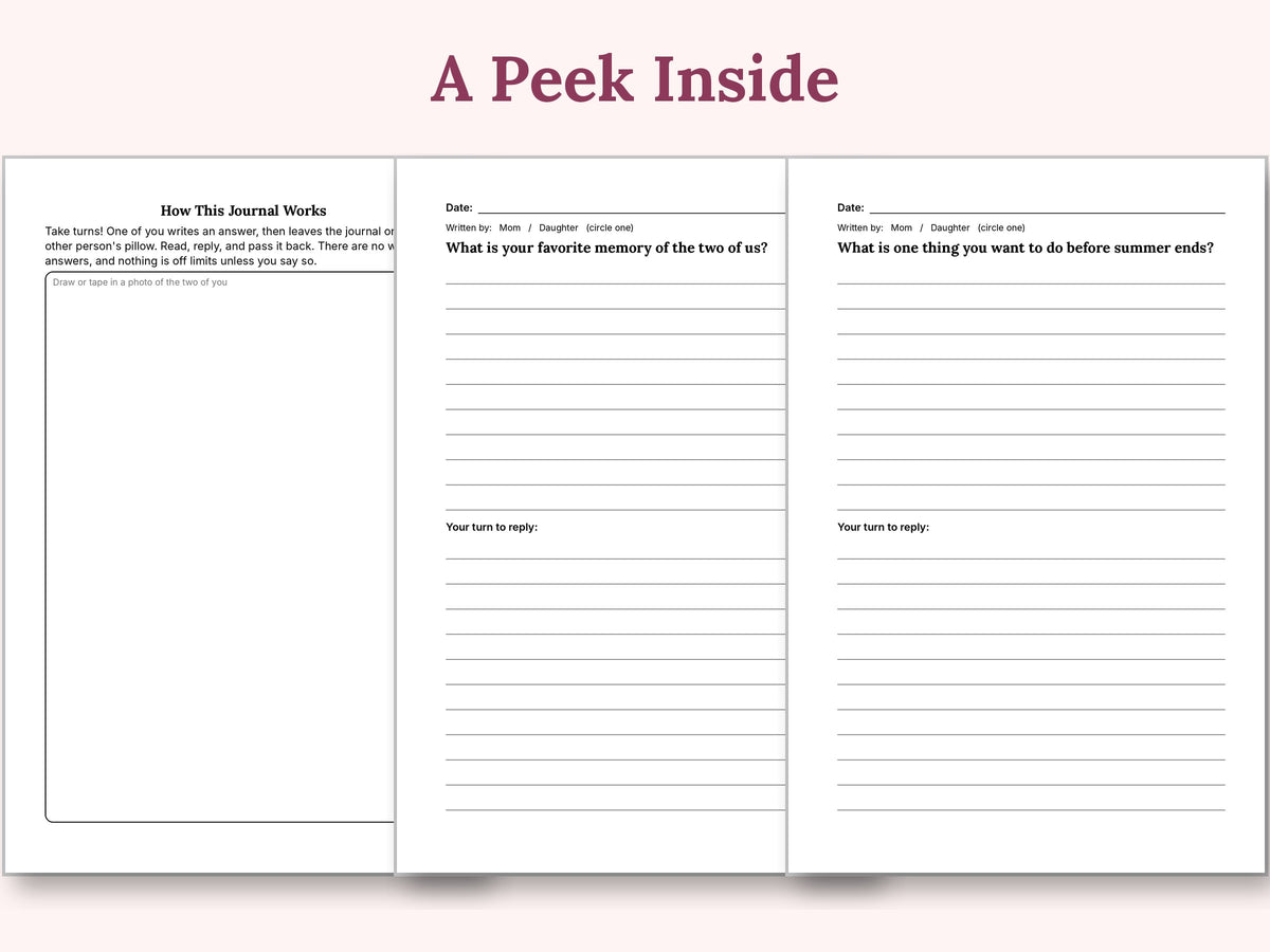 Just You and Me, Mom: A Pass-Back-and-Forth Journal for Mothers and Daughters