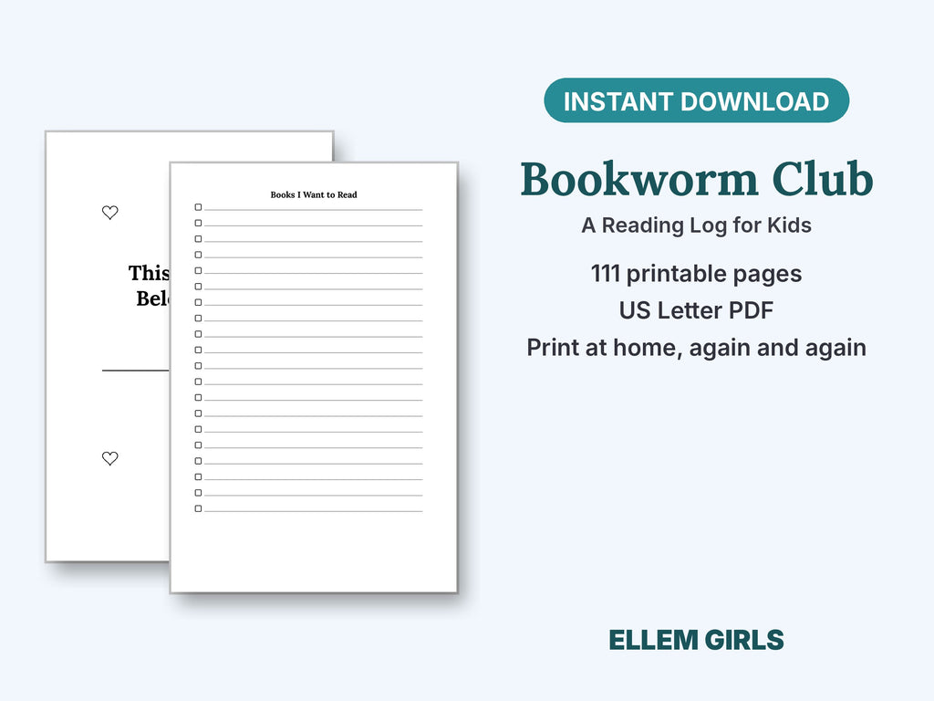 Bookworm Club: A Reading Log for Kids