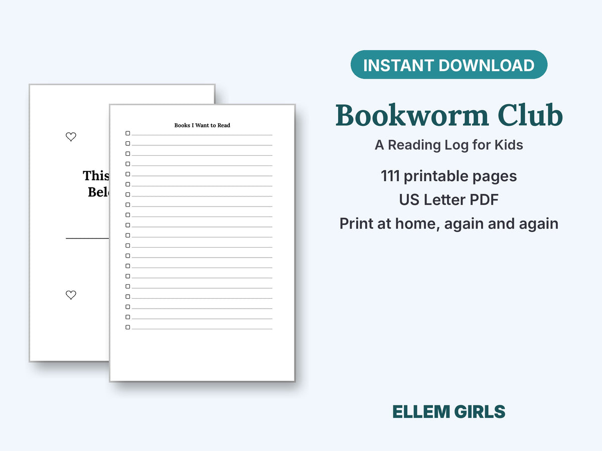 Bookworm Club: A Reading Log for Kids
