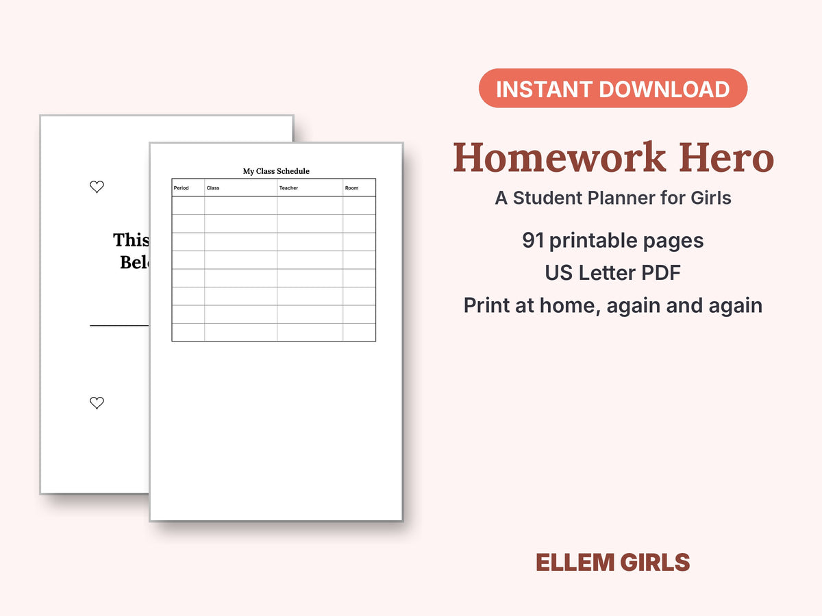 Homework Hero: A Student Planner for Girls