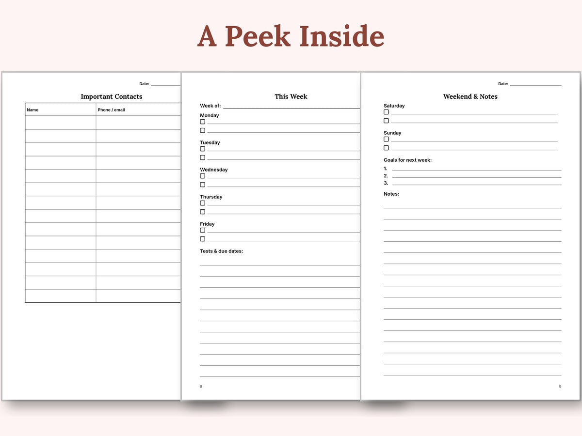 A peek inside: sample journal pages